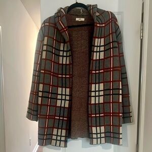 Entro Plaid Hooded Open Front Cardigan Jacket Size S Cozy Vintage boutique chic